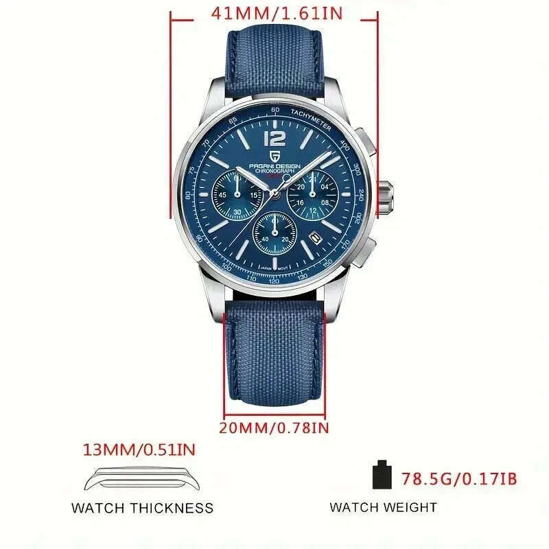 KIMLUD, 2024 New PAGANI DESIGN 41MM Multifunctional  Men's Quartz Watch VK63 Sapphire Glass Chronograph 10Bar Waterproof Luminous Watch, KIMLUD Womens Clothes