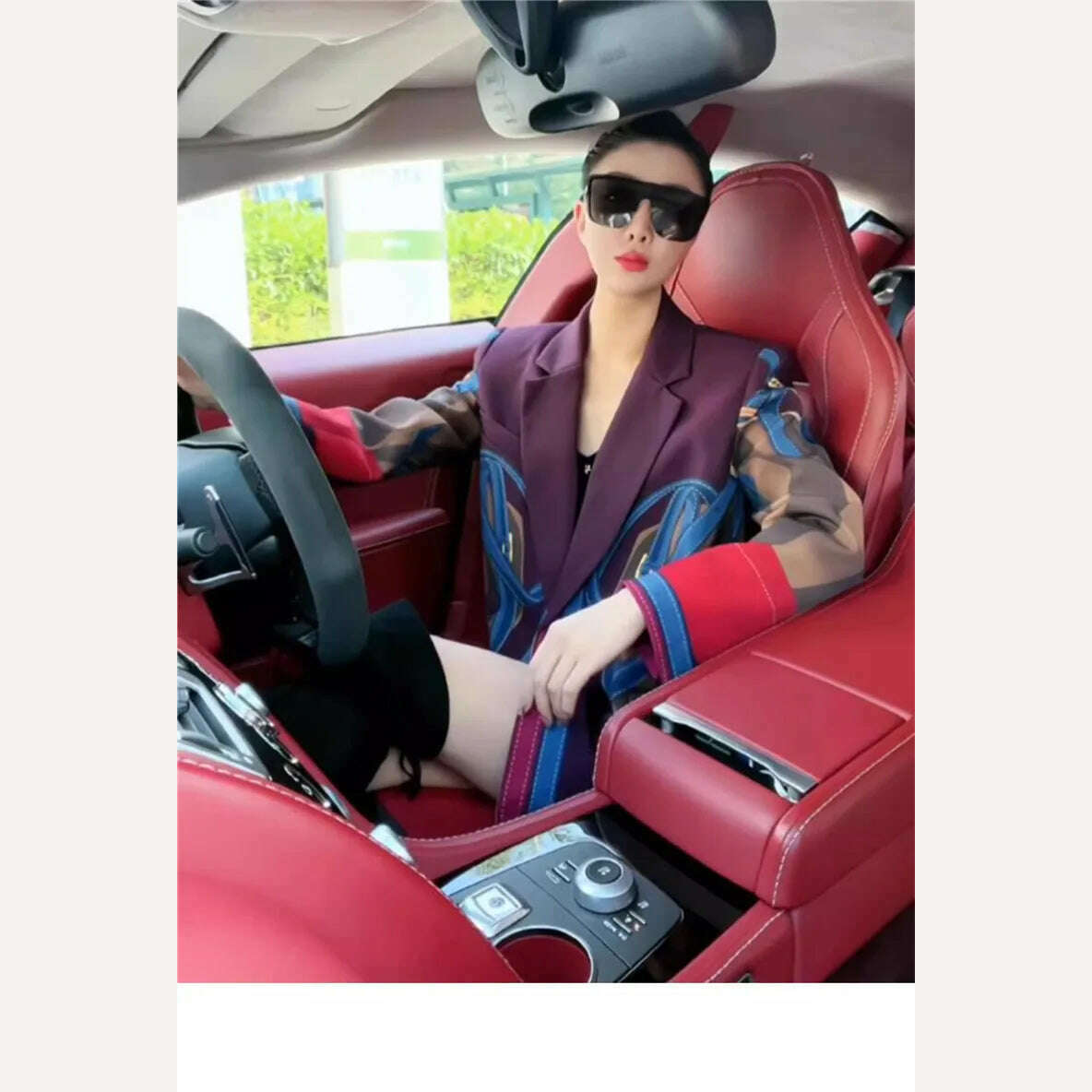 2024 New Women Fashion contrast color Print Blazer ladies casual loose suit Jacket notched collar Long Sleeve Suit Coat Y4830 - KIMLUD