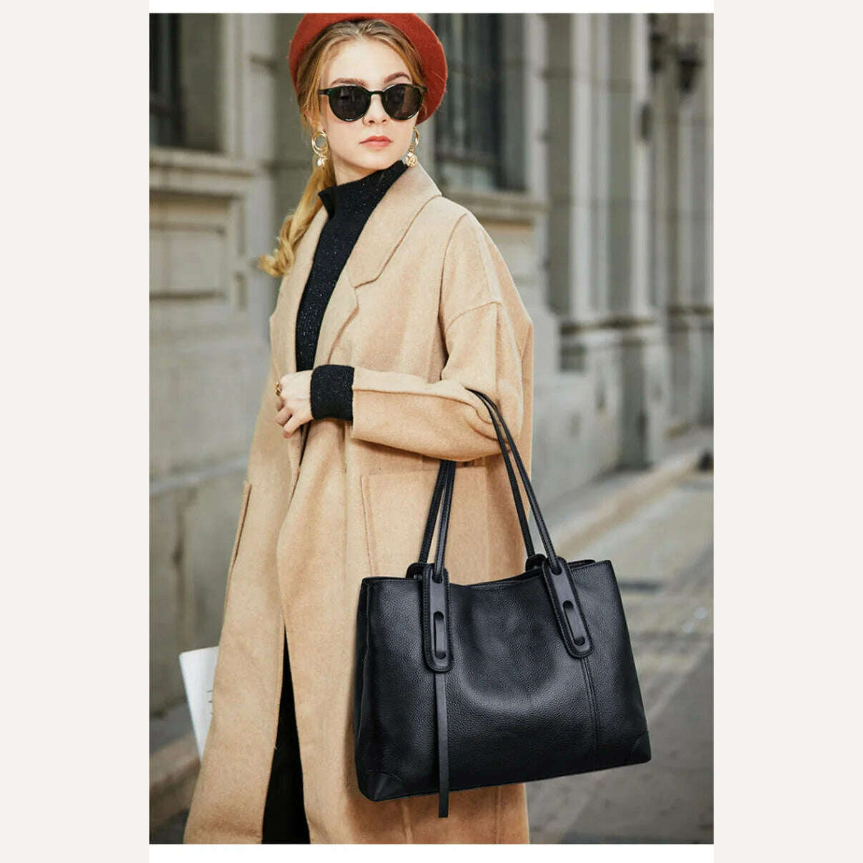 2024 Winter Spring Lichee Genuine Leather Women Shoulder Handbag Large Capacity Soft Cowhide Pacthwork Female Tote Bag - KIMLUD
