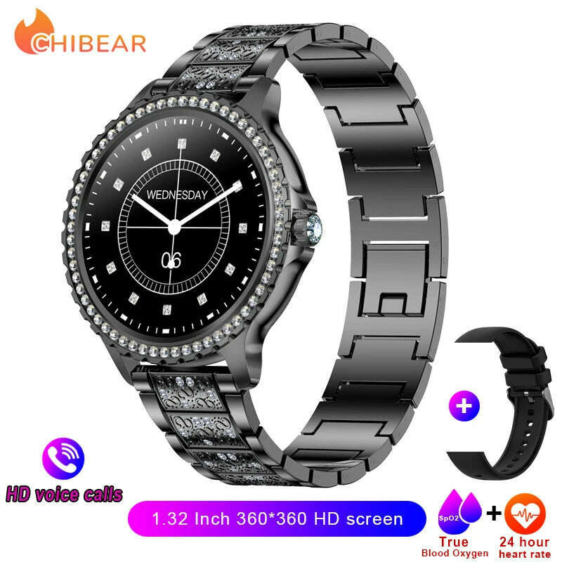 2024New Fashion Women Smart Watch 360*360 HD Screen Sports Bracelet Custom Dial Heart Rate Voice Call Smartwatch For Android IOS - KIMLUD