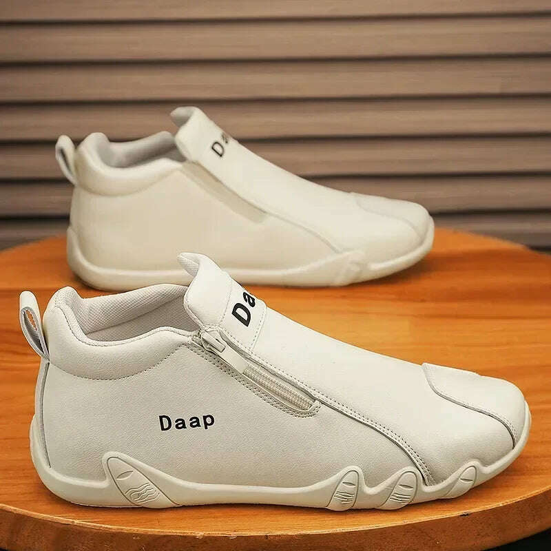 KIMLUD, 2025 New Casual shoe for Men Luxury Round Toe Men Ankle Boots Light Slip on Walking shoe Outdoor Comfor Men High Top Sneakers, Beige / 44, KIMLUD APPAREL - Womens Clothes
