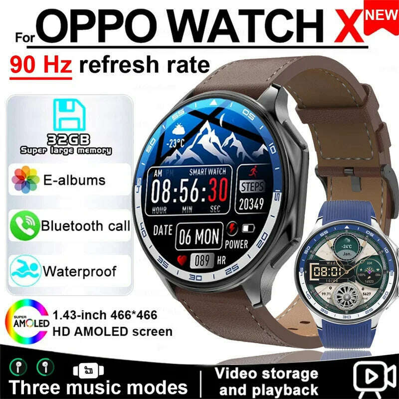KIMLUD, 2025 New For OPPO Xiaomi 32G Memory Smart Watch Men Full Touch HD AMOLED Screen Music Fitness Tracker Bluetooth Call Smartwatch, KIMLUD Womens Clothes