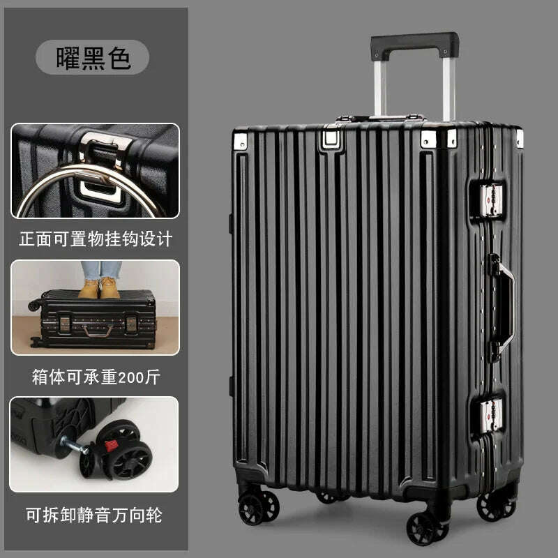 KIMLUD, 20inch 22inch 24inch 26inch Large Capacity Luggage Aluminum Frame Reinforced Anti-Collision Trolley Case Password Box Casual Suitcase Silent Wheel, KIMLUD Womens Clothes