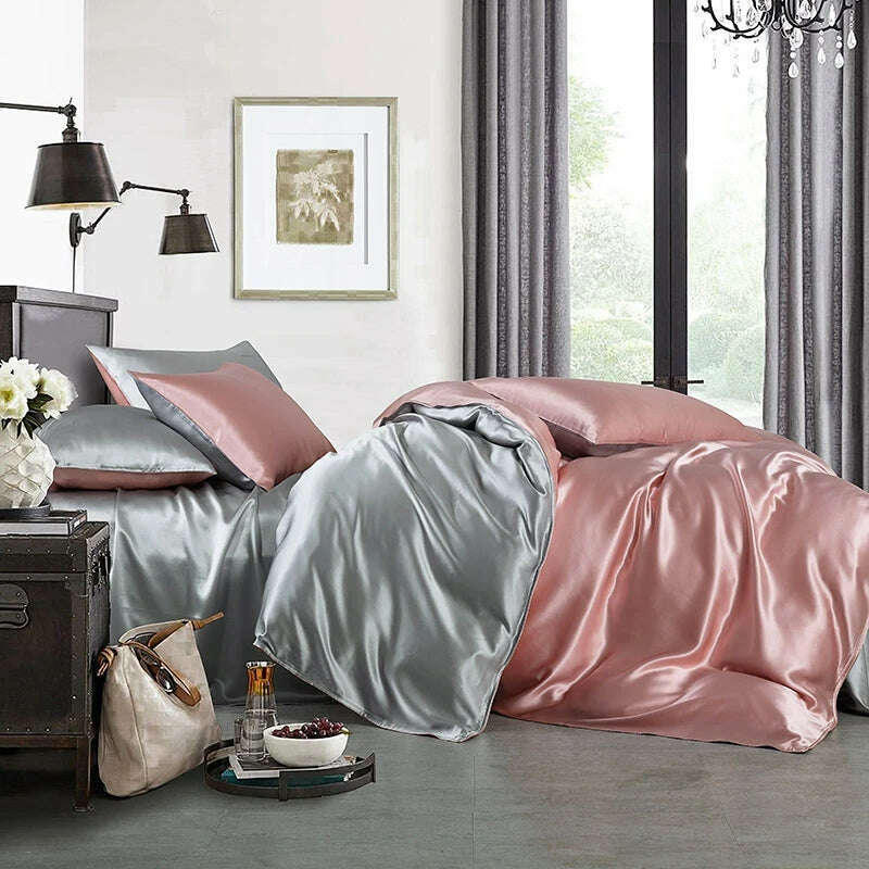 22MM Silk Duvet Cover 1pc 100% Mulberry Silk Seamless Solid Dyed Color Silk Cover Bedding Many Size Customize Size - KIMLUD