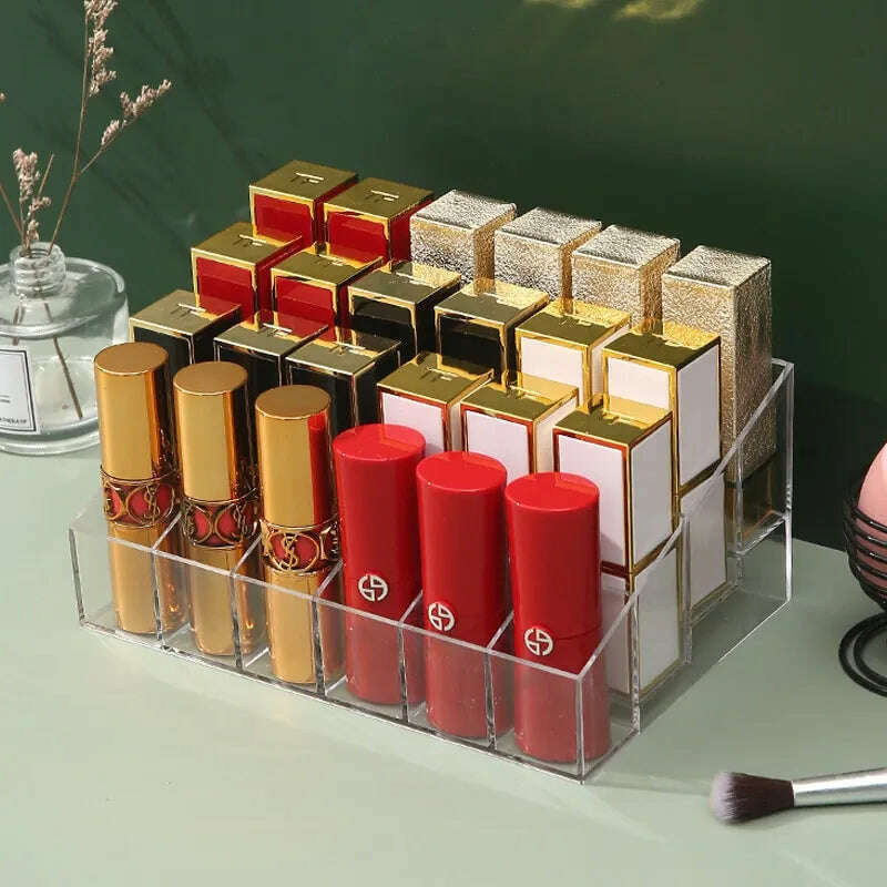 24 Grid Lipstick Holder Acrylic Cosmetics Storage Box Can Store And Sort Lipstick Nail Polish And Jewelry Display Rack - KIMLUD