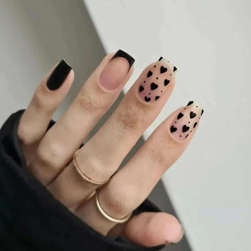 24Pcs Fashion Fake Nails Press on Short Square Head False Nail Art Green Leopard Print Design Artifical Full Cover Nail Tips - KIMLUD