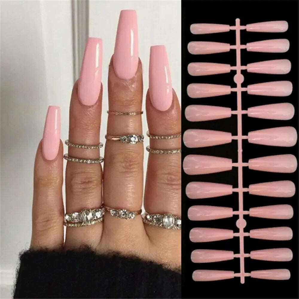 24pcs Short Round False Nails French Blue Sparkling Pearl White Wavy Love Heart Full Cover Detachable Press On Nail Tips - KIMLUD