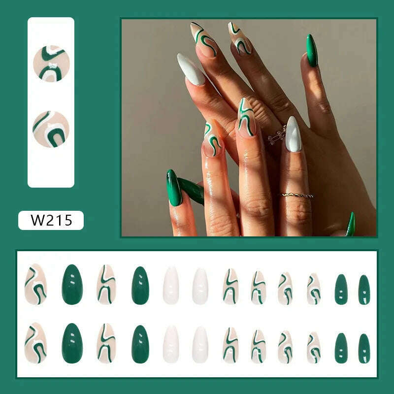 24pcs/Box Ballerina Nail Tip Purple with Design Manicure Patches Fresh Floral Almond False Nails Press on Med Nails Detachable - KIMLUD