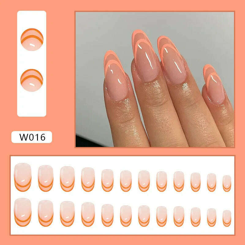 24pcs/Box Ballerina Nail Tip Purple with Design Manicure Patches Fresh Floral Almond False Nails Press on Med Nails Detachable - KIMLUD