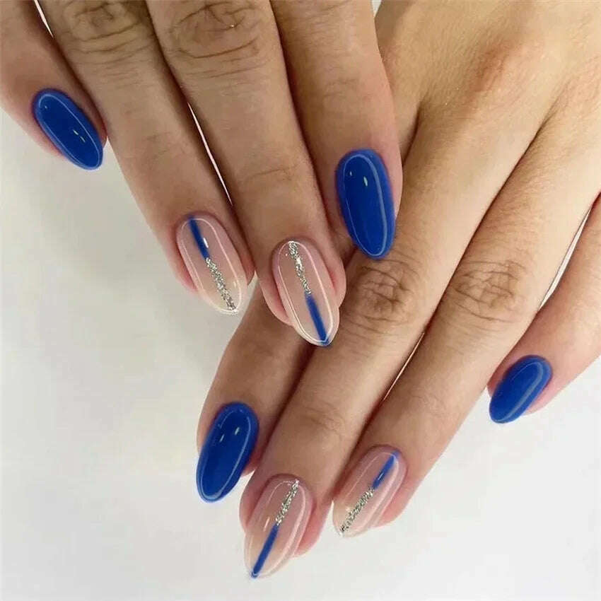 24Pcs/Set Acrylic Long Ballet Press on Nail Tips Coffin Wearing Reusable False Nails Art Colorful Glossy Fake Nails Artificial - KIMLUD