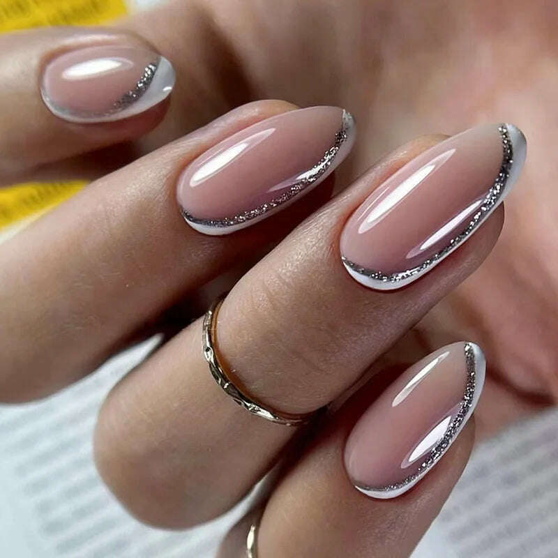 24Pcs/Set Acrylic Long Ballet Press on Nail Tips Coffin Wearing Reusable False Nails Art Colorful Glossy Fake Nails Artificial - KIMLUD
