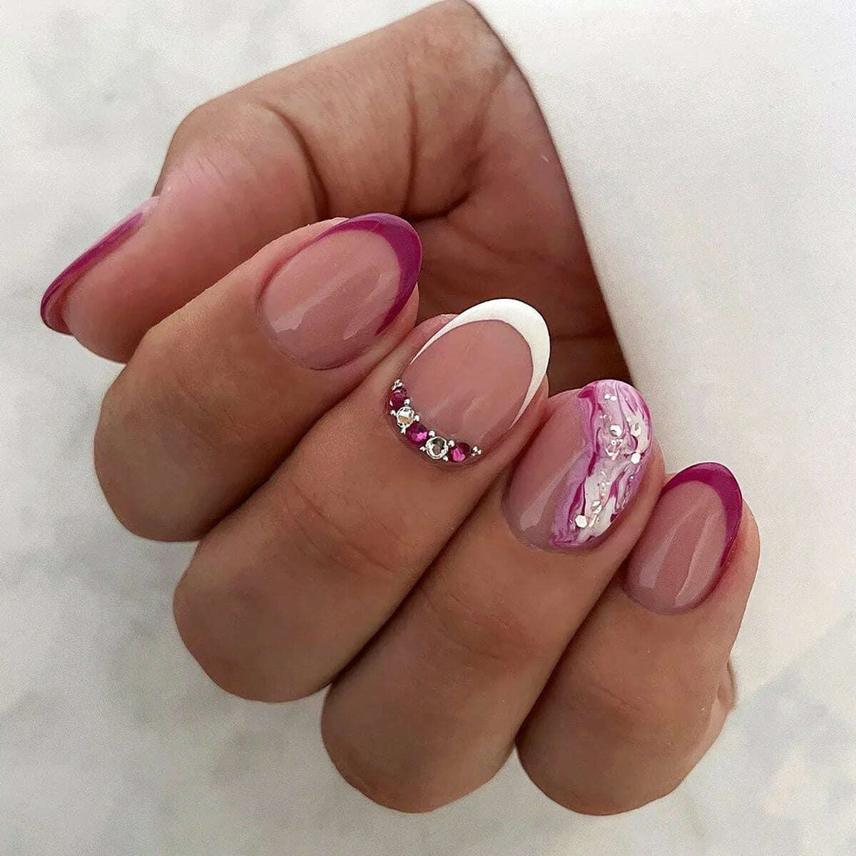 24Pcs/Set Acrylic Long Ballet Press on Nail Tips Coffin Wearing Reusable False Nails Art Colorful Glossy Fake Nails Artificial - KIMLUD