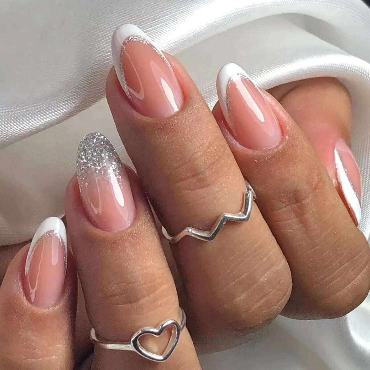 24Pcs/Set Acrylic Long Ballet Press on Nail Tips Coffin Wearing Reusable False Nails Art Colorful Glossy Fake Nails Artificial - KIMLUD