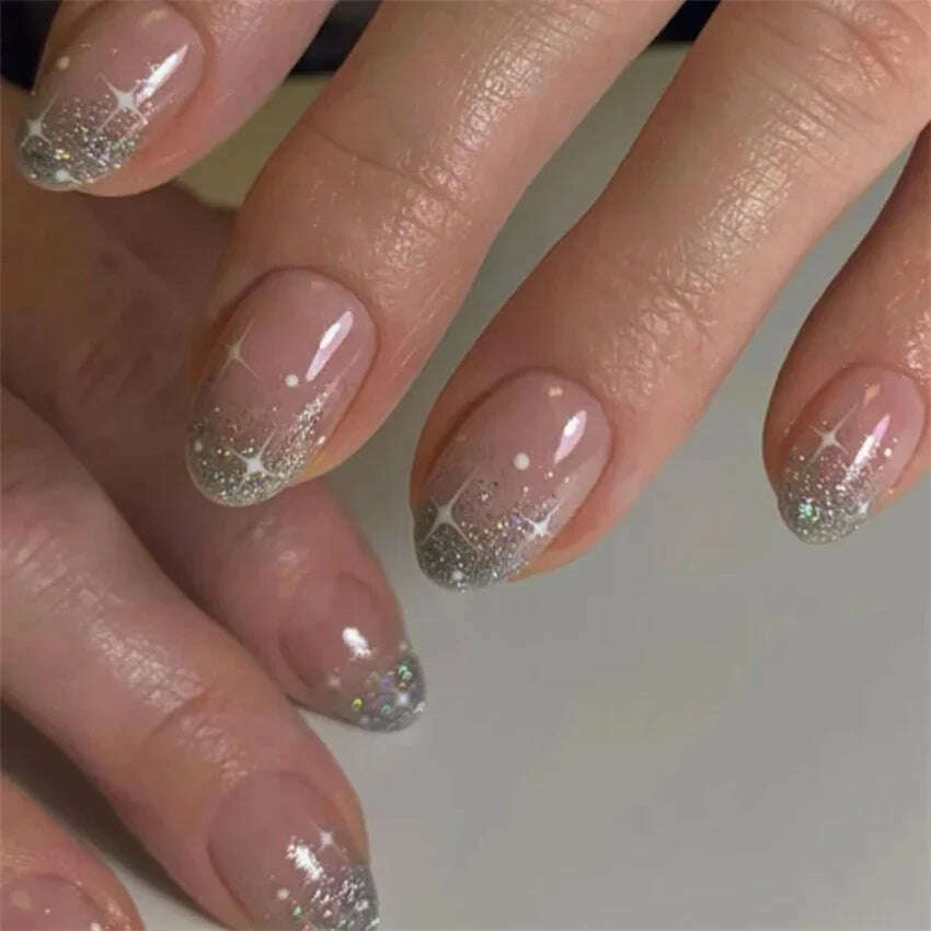 24Pcs/Set Acrylic Long Ballet Press on Nail Tips Coffin Wearing Reusable False Nails Art Colorful Glossy Fake Nails Artificial - KIMLUD