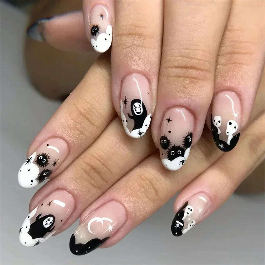 24Pcs/Set Acrylic Long Ballet Press on Nail Tips Coffin Wearing Reusable False Nails Art Colorful Glossy Fake Nails Artificial - KIMLUD
