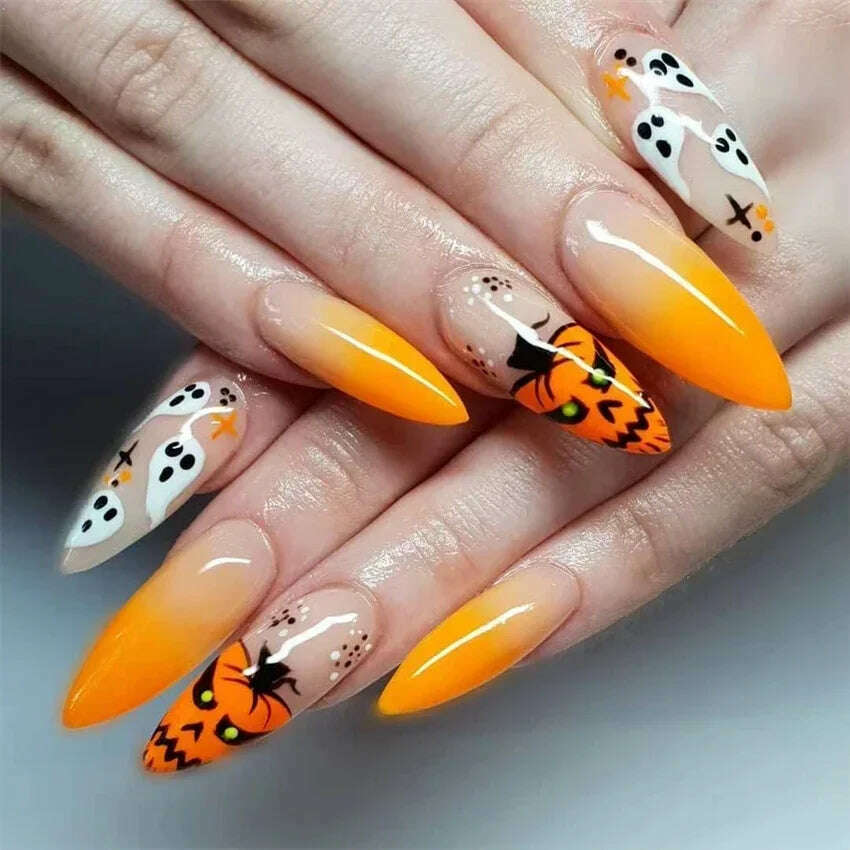 24Pcs/Set Acrylic Long Ballet Press on Nail Tips Coffin Wearing Reusable False Nails Art Colorful Glossy Fake Nails Artificial - KIMLUD