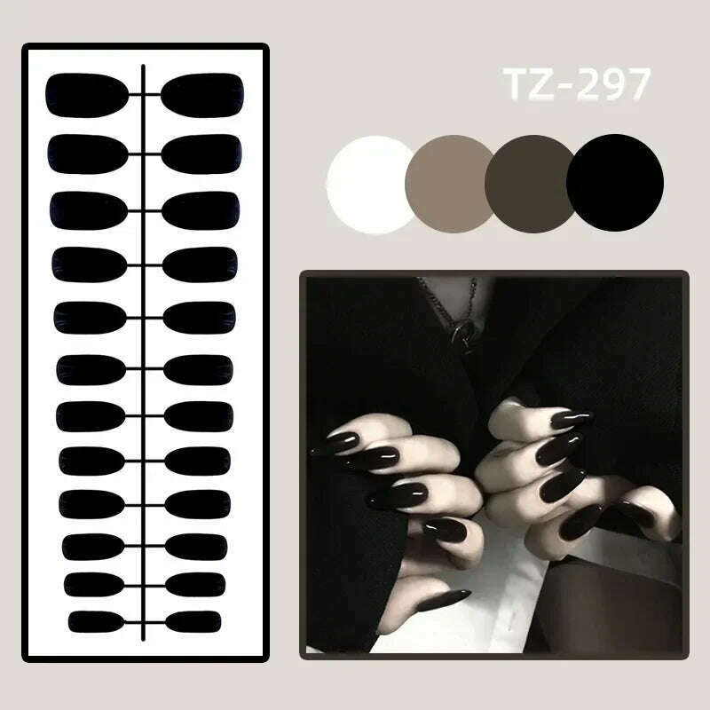 24Pcs/Set Acrylic Long Ballet Press on Nail Tips Coffin Wearing Reusable False Nails Art Colorful Glossy Fake Nails Artificial - KIMLUD