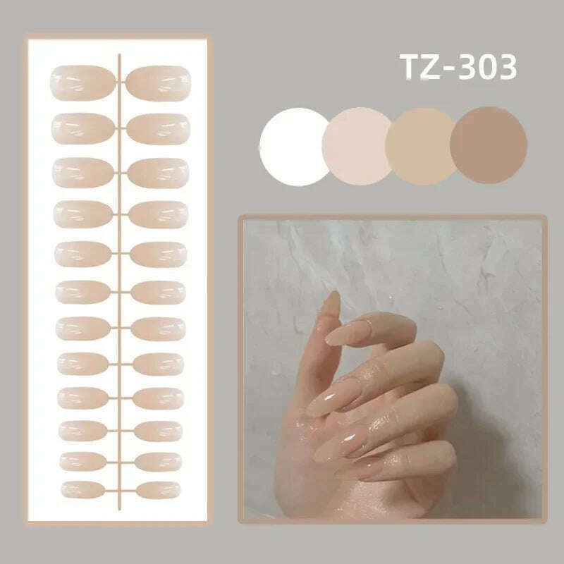 24Pcs/Set Acrylic Long Ballet Press on Nail Tips Coffin Wearing Reusable False Nails Art Colorful Glossy Fake Nails Artificial - KIMLUD