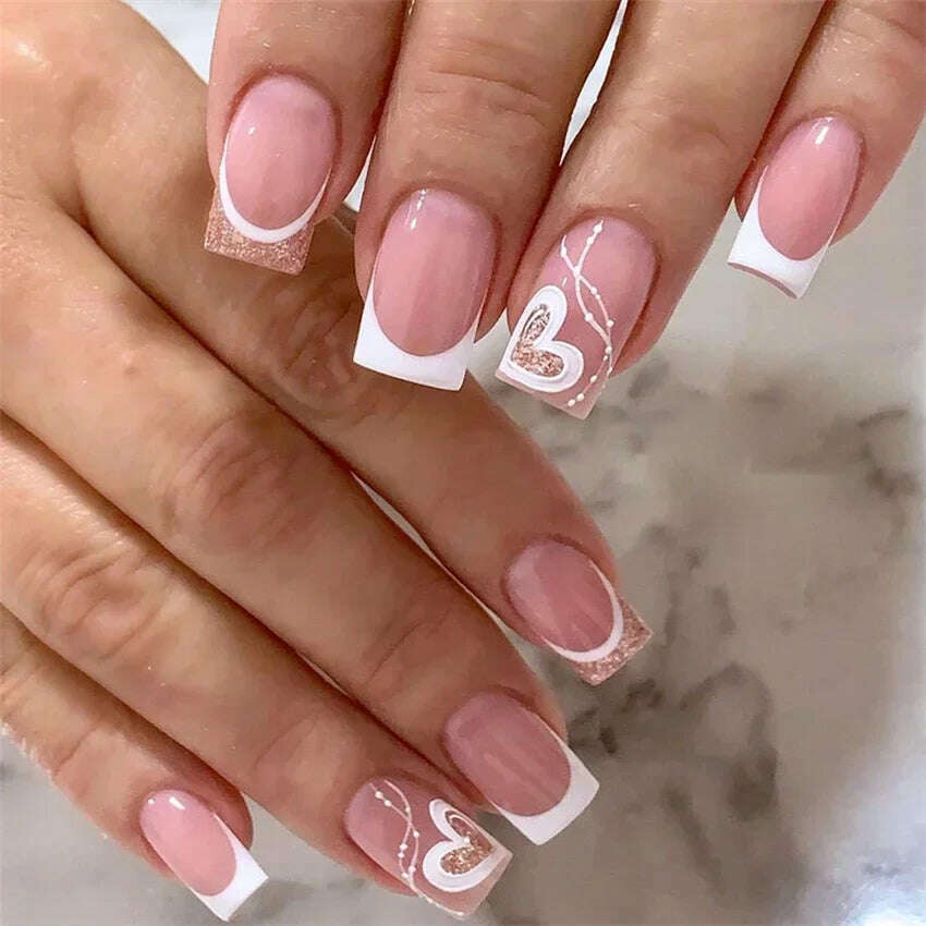 24Pcs/Set Acrylic Long Ballet Press on Nail Tips Coffin Wearing Reusable False Nails Art Colorful Glossy Fake Nails Artificial - KIMLUD