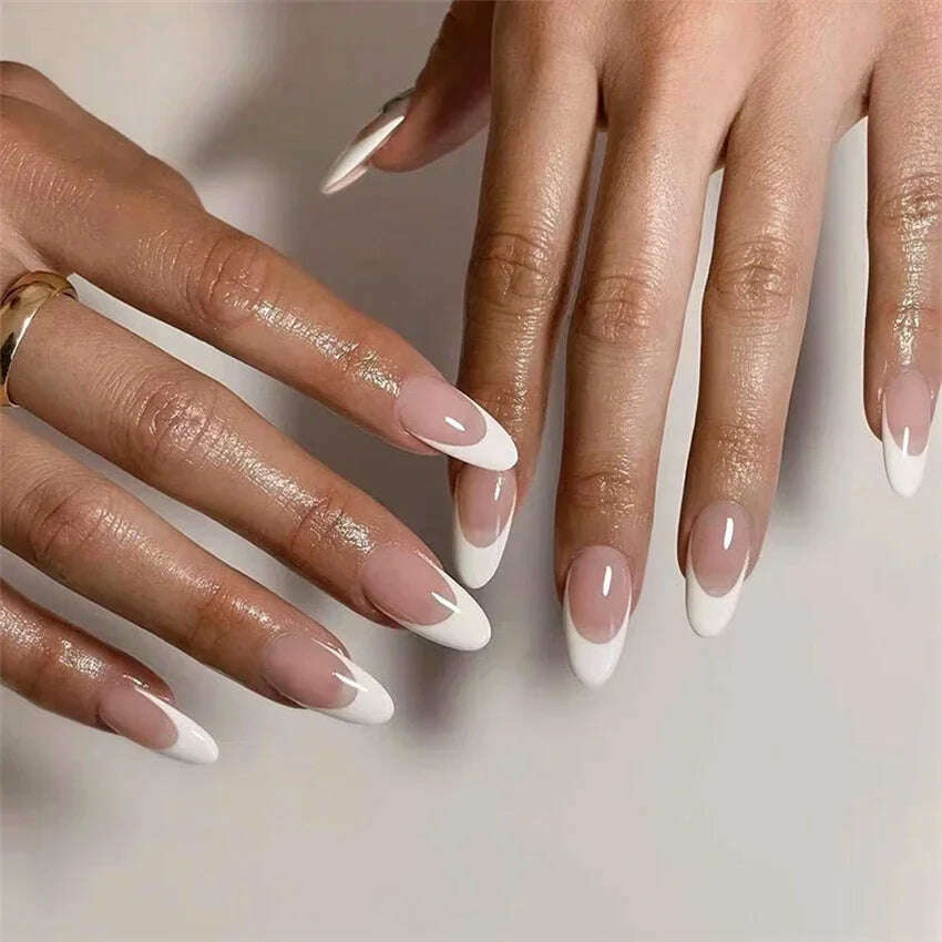 24Pcs/Set Acrylic Long Ballet Press on Nail Tips Coffin Wearing Reusable False Nails Art Colorful Glossy Fake Nails Artificial - KIMLUD