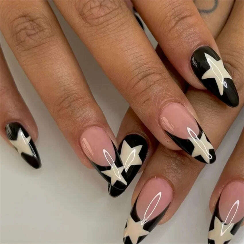 24Pcs/Set Acrylic Long Ballet Press on Nail Tips Coffin Wearing Reusable False Nails Art Colorful Glossy Fake Nails Artificial - KIMLUD