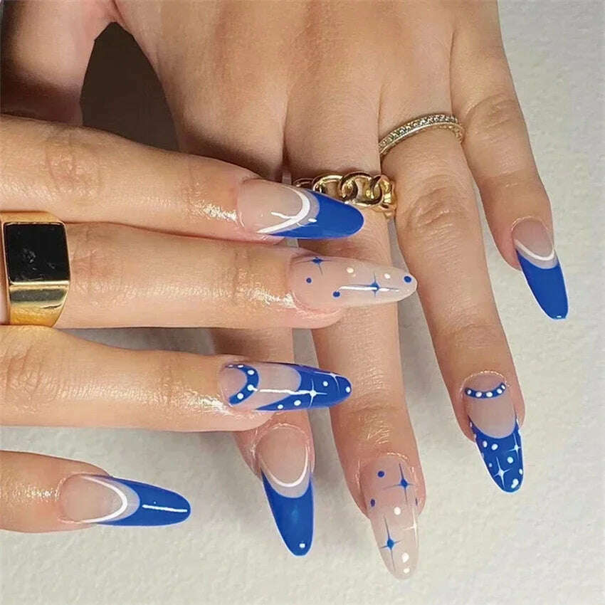 24Pcs/Set Acrylic Long Ballet Press on Nail Tips Coffin Wearing Reusable False Nails Art Colorful Glossy Fake Nails Artificial - KIMLUD