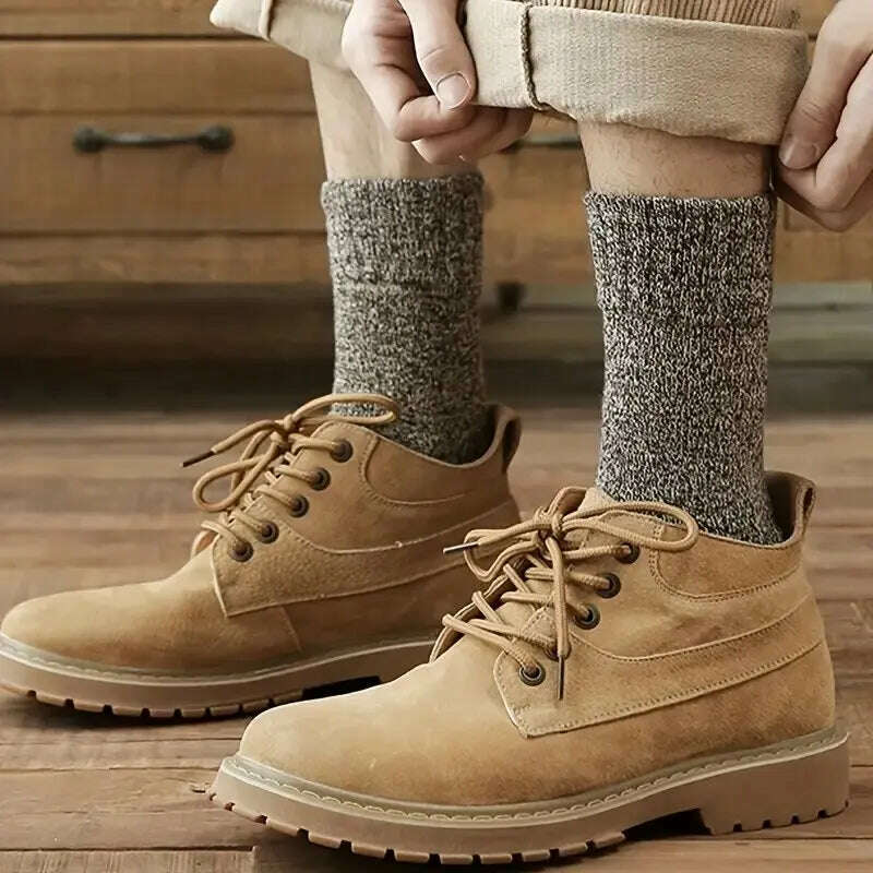 3 Pairs Winter Warm Thick Towel bottom Man Socks Wool Male Socks Slipper Socks Merino Wool Socks Against Cold Snow Socks 39-44 - KIMLUD