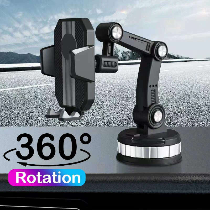 360 Rotatable Cellphone Car Phone Holder Fixed Shockproof Mobile Stand Big In GPS Support For iPhone Xiaomi Samsung Accesorries - KIMLUD