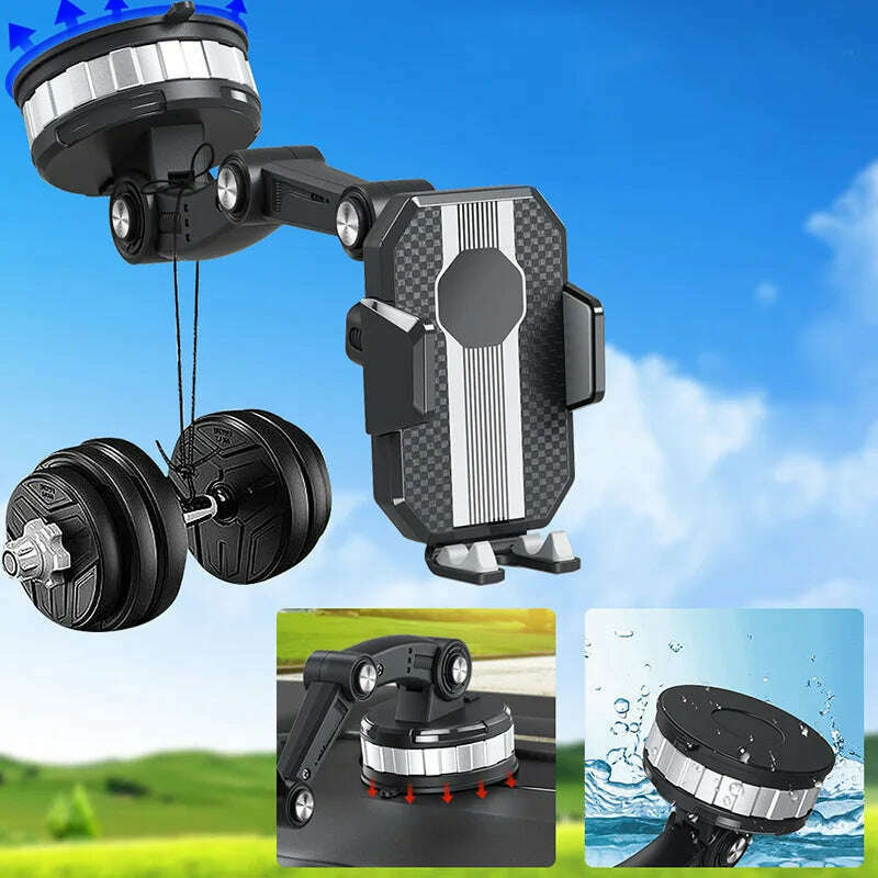 360 Rotatable Cellphone Car Phone Holder Fixed Shockproof Mobile Stand Big In GPS Support For iPhone Xiaomi Samsung Accesorries - KIMLUD