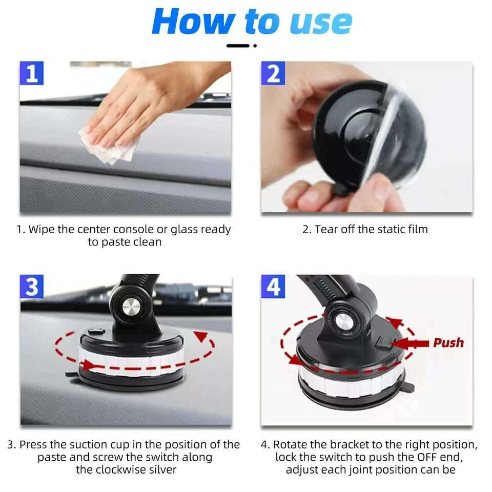 360 Rotatable Cellphone Car Phone Holder Fixed Shockproof Mobile Stand Big In GPS Support For iPhone Xiaomi Samsung Accesorries - KIMLUD