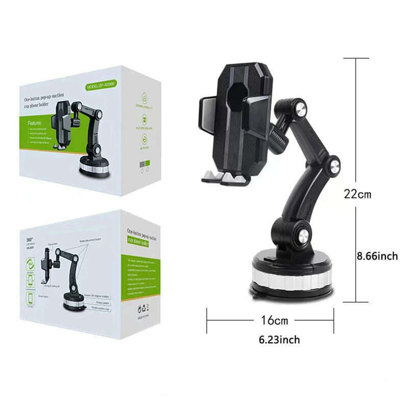 360 Rotatable Cellphone Car Phone Holder Fixed Shockproof Mobile Stand Big In GPS Support For iPhone Xiaomi Samsung Accesorries - KIMLUD