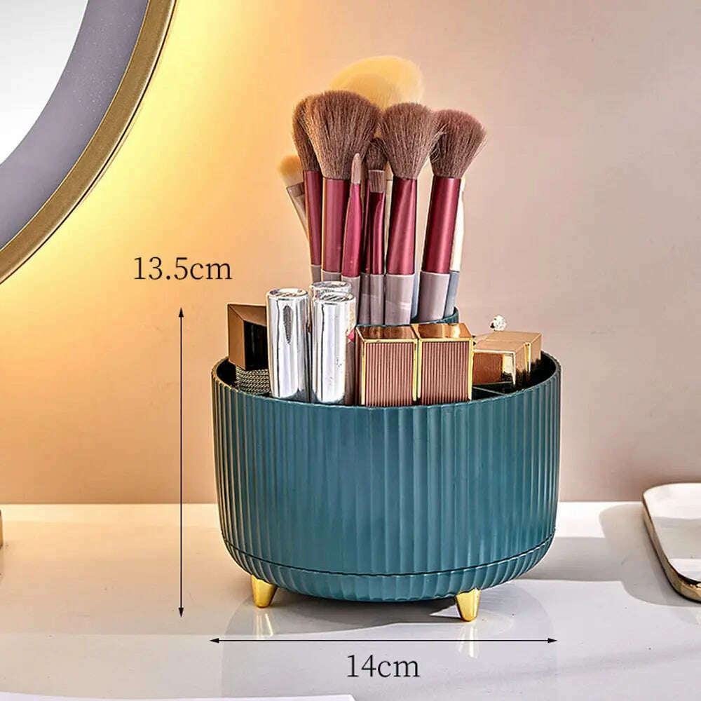360°Rotating Desktop Makeup Brushes Organizer Cosmetic Storage Box Portable Lipstick Holder Skincare Pen Organizer Stand - KIMLUD