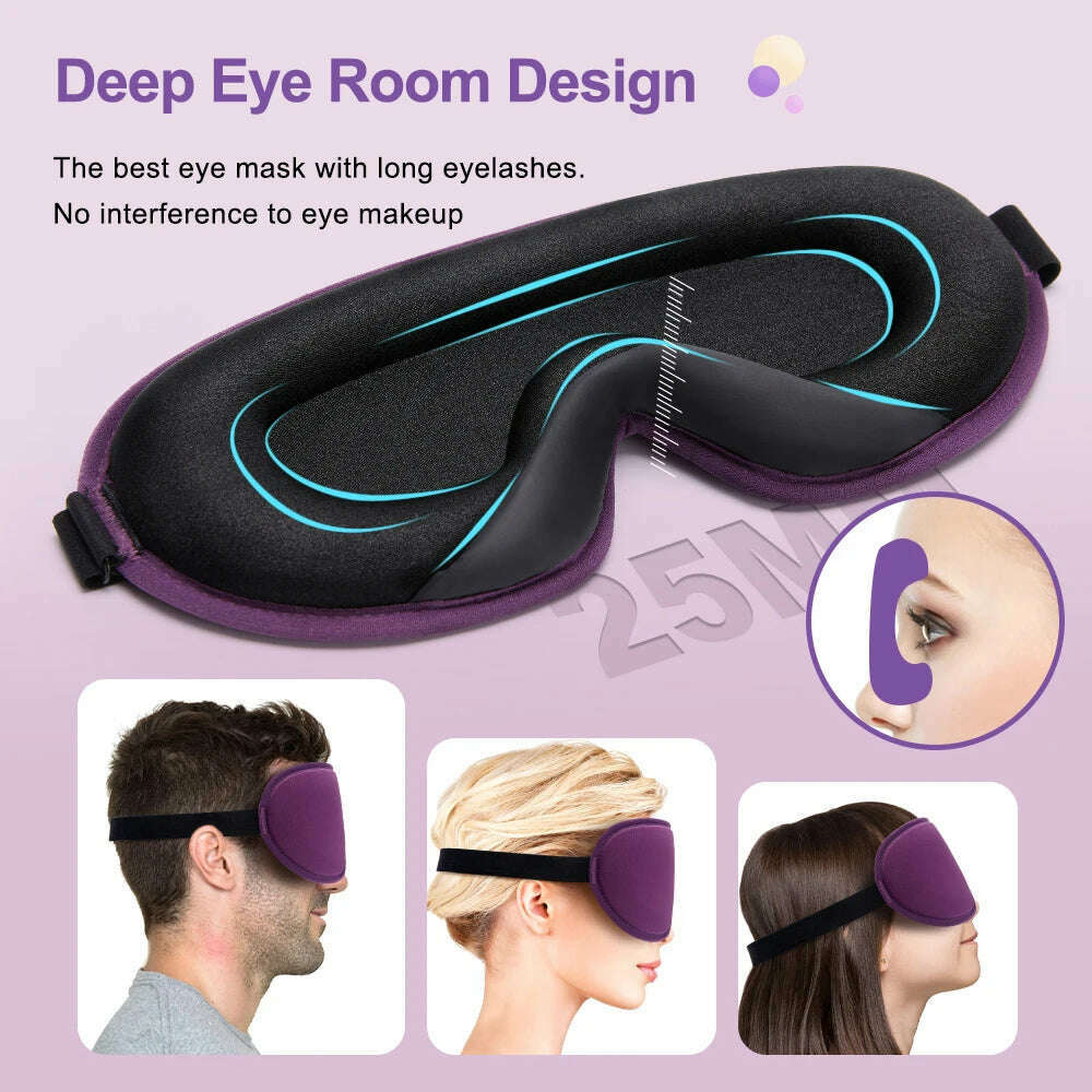 3D Memory Foam Silk Sleeping Mask Soft Eye Patches Breathable Sleep Mask Eyeshade Blindfold Travel Cover Eyemask for Sleeping - KIMLUD