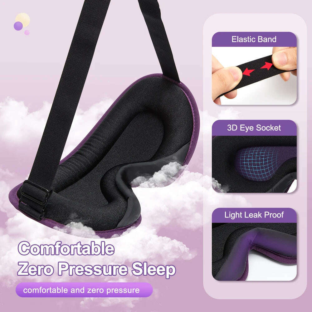 3D Memory Foam Silk Sleeping Mask Soft Eye Patches Breathable Sleep Mask Eyeshade Blindfold Travel Cover Eyemask for Sleeping - KIMLUD