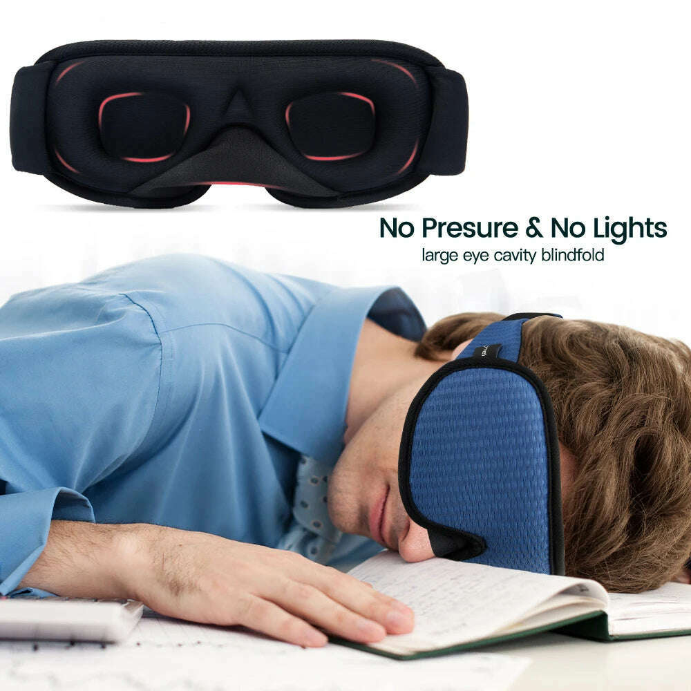 3D Sleeping Mask Blocking Light Sleep Eye Mask Memory Foam Eyeshade Soft Padded Slaapmasker EyePatch Travel Sleeping Aid - KIMLUD