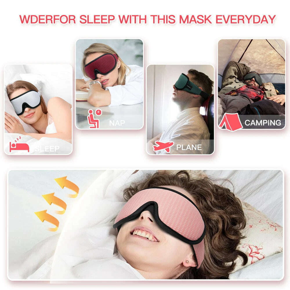 3D Sleeping Mask Blocking Light Sleep Eye Mask Memory Foam Eyeshade Soft Padded Slaapmasker EyePatch Travel Sleeping Aid - KIMLUD