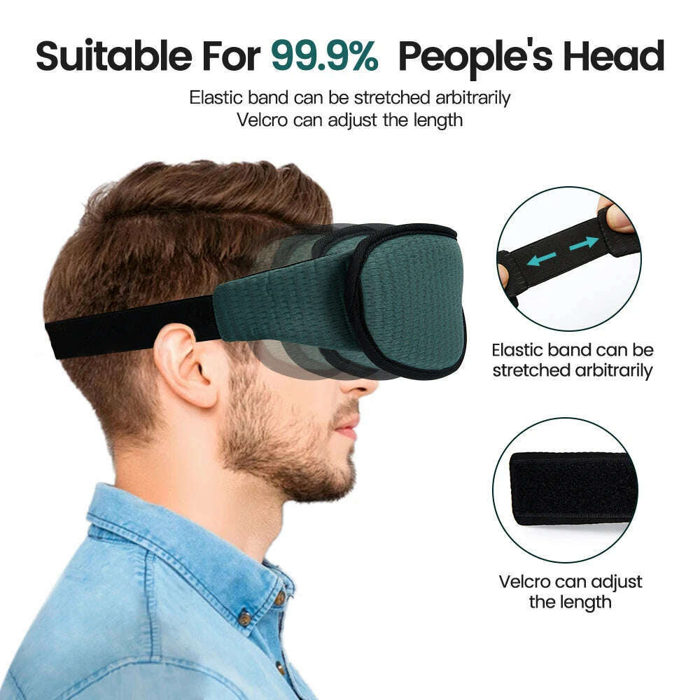 3D Sleeping Mask Blocking Light Sleep Eye Mask Memory Foam Eyeshade Soft Padded Slaapmasker EyePatch Travel Sleeping Aid - KIMLUD