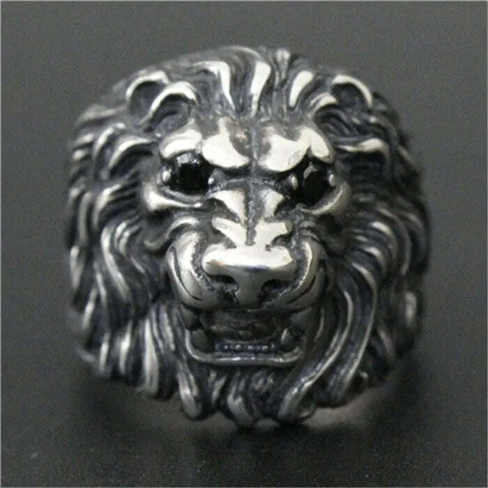 KIMLUD, 3pc/lot Newest Design Crystal Eyes Lion King Ring 316L Stainless Steel Men Boy Fashion Lion Ring, 13, KIMLUD Womens Clothes
