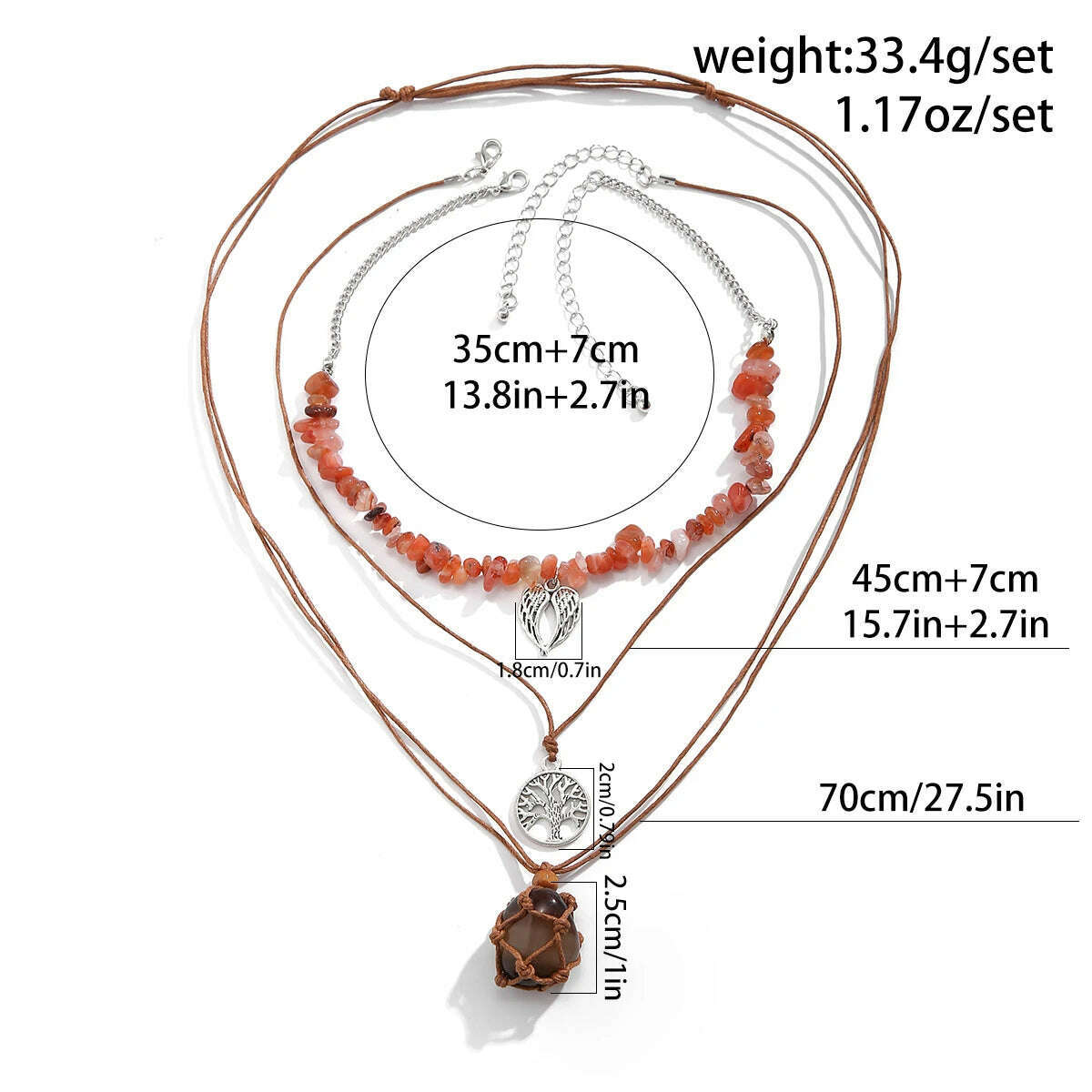 3Pcs Creative Stone Holder Cage Tree Dragonfly Pendant Choker Necklace Women Boho Rope Chain Aesthetic Y2K Jewelry Accessorie - KIMLUD