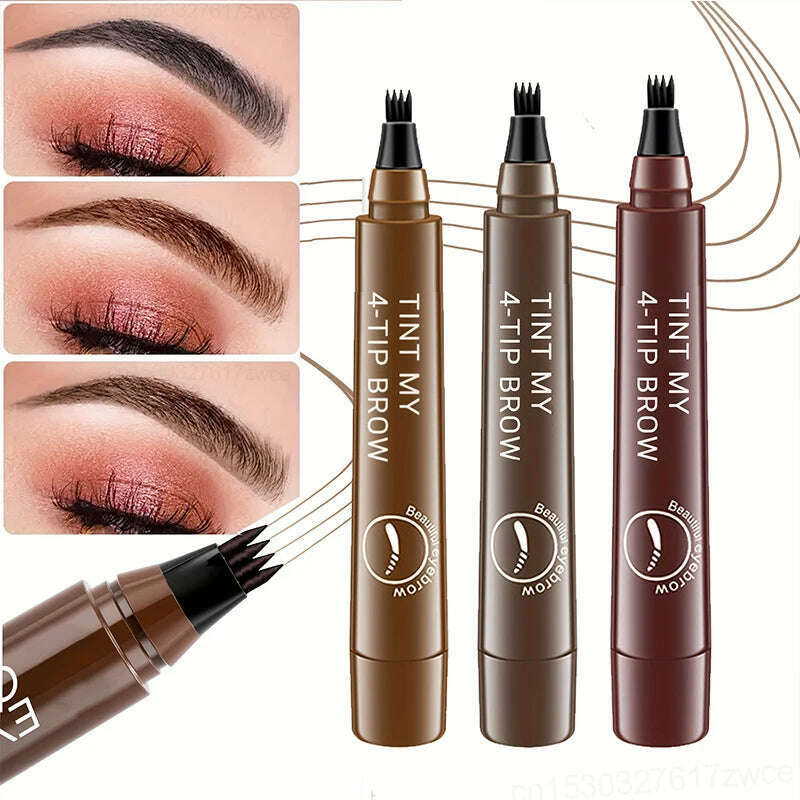 KIMLUD, 4 Point Eyebrow Pencil Maquillajes Para Mujer Waterproof Liquid Eyebrow Pen Makeup Long Lasting Cosmetic Microblade Brow Pencil, KIMLUD Womens Clothes