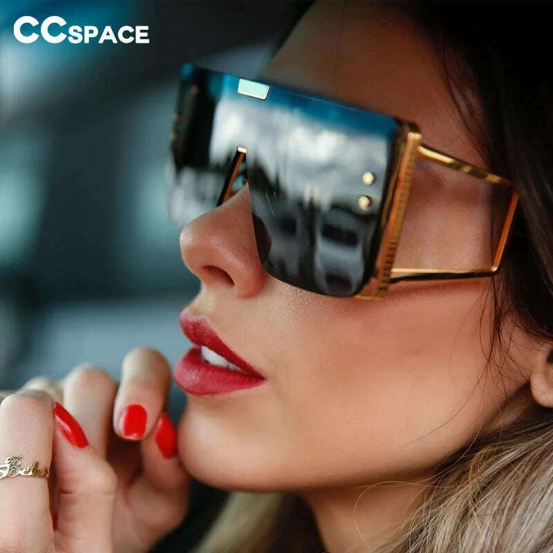 46588 Oversized One Lens Goggle Sunglasses Retro Men Women Fashion Shades UV400 Vintage Glasses - KIMLUD