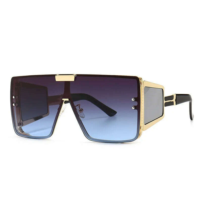 46588 Oversized One Lens Goggle Sunglasses Retro Men Women Fashion Shades UV400 Vintage Glasses - KIMLUD
