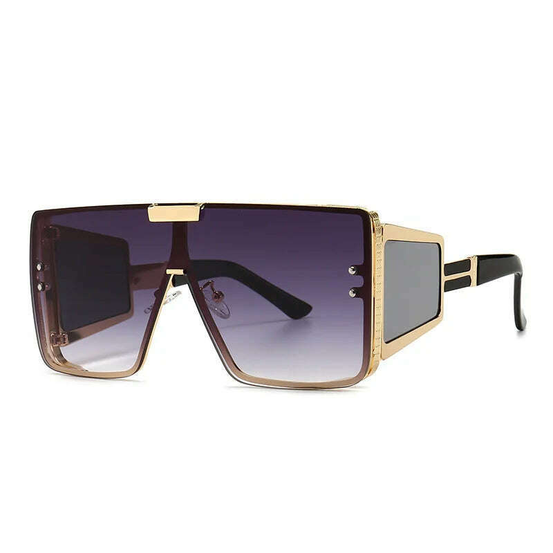 46588 Oversized One Lens Goggle Sunglasses Retro Men Women Fashion Shades UV400 Vintage Glasses - KIMLUD