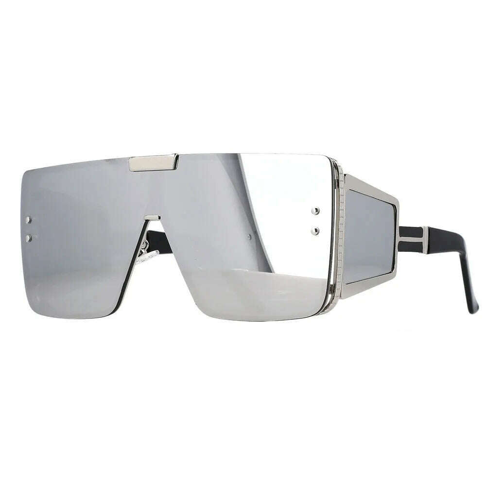 46588 Oversized One Lens Goggle Sunglasses Retro Men Women Fashion Shades UV400 Vintage Glasses - KIMLUD