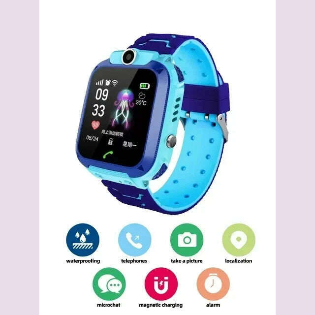 KIMLUD, 4G SIM Card Anti-lost Kids Smartwatch Boys and Girls Smart Watch Waterproof Positioning GPS Tracker Clock Phone Call for Kids, Blue, KIMLUD APPAREL - Womens Clothes