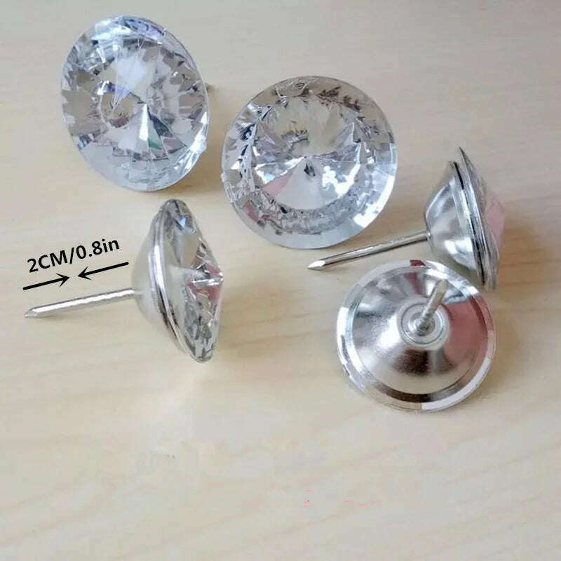 KIMLUD, 50pcs/lot 18-30mm Acrylic Rhineston Crystal Buttons Upholstery Nail Stud Sofa Bed Headboard Decor Furniture Nails Free Shipping, KIMLUD Womens Clothes