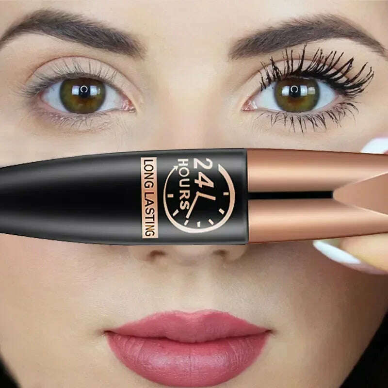 5D Waterproof Mascara Lengthens Eyelashes Extension Black Silk Fiber Mascara Female Makeup Cosmetic Waterproof Mascara - KIMLUD