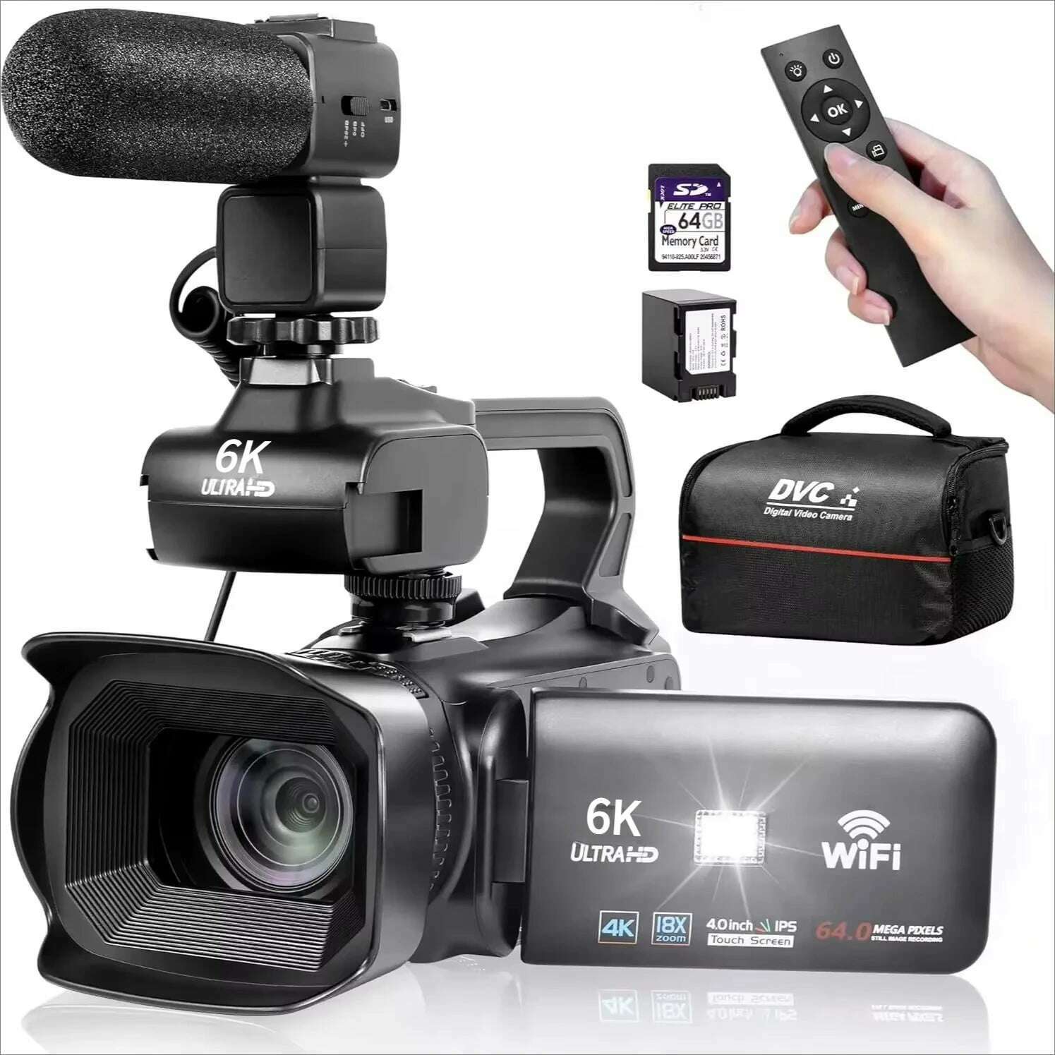 KIMLUD, 6K Professional Video Cameras for Photography 64MP Ultra HD 18X Digital Zoom Camcorders YouTube Live Streaming Vlogging Recorder, KIMLUD Womens Clothes