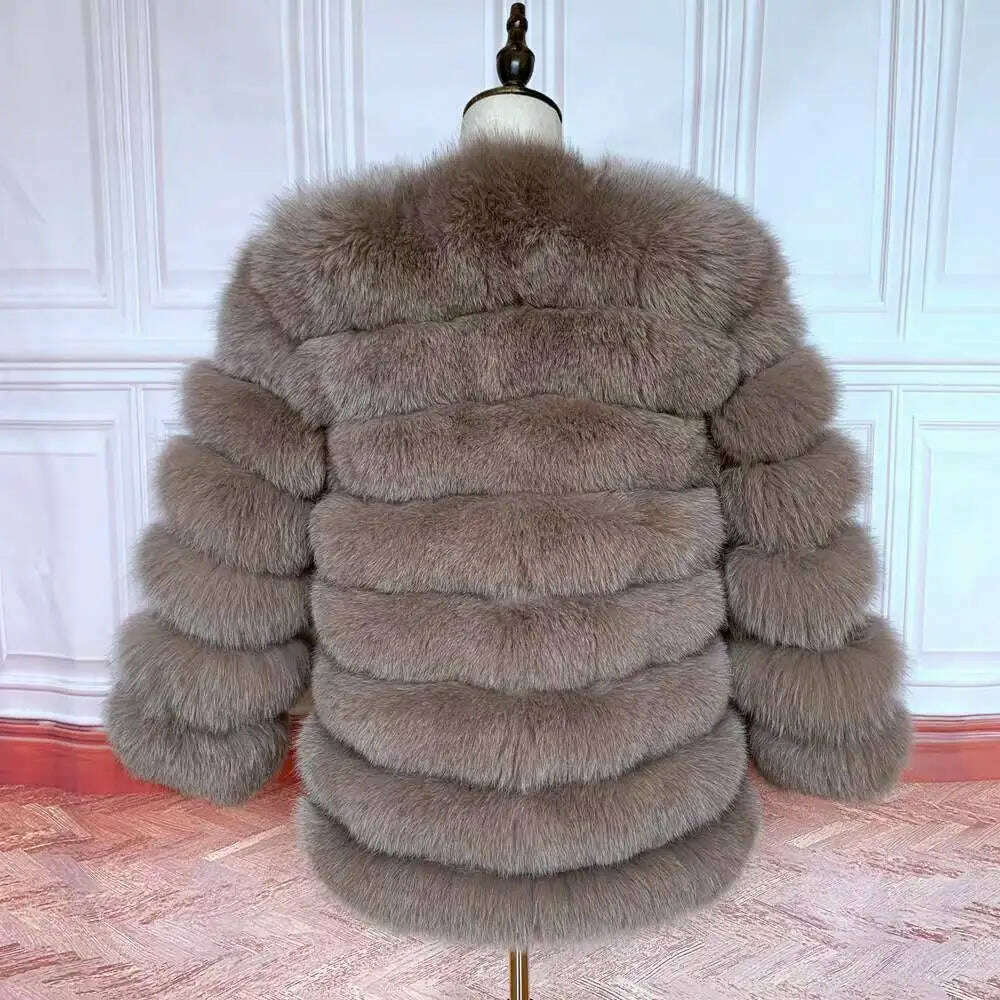 70CM 4in1 New Fast Shipping New Fashion Women Fashion Real Natural Fox Fur Long Coat Jacket for Winter Warm Over Coat - KIMLUD