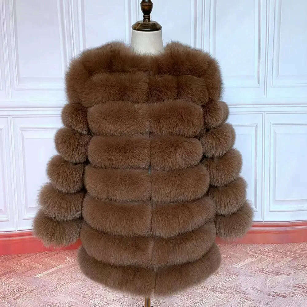 70CM 4in1 New Fast Shipping New Fashion Women Fashion Real Natural Fox Fur Long Coat Jacket for Winter Warm Over Coat - KIMLUD